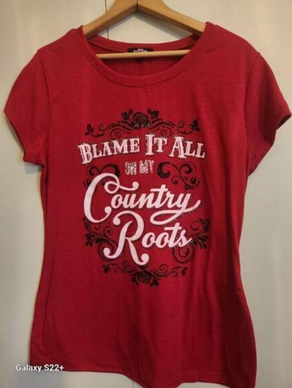 E23 Ransom Red "Blame it all on My Country Roots" Crewneck Tee